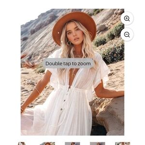 White Flowy Dress with Brown Hat